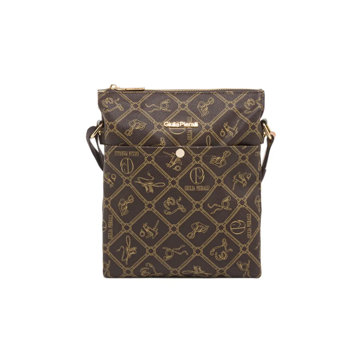 Borsa a tracolla marrone da Donna con stampa monogram Giulia Pieralli