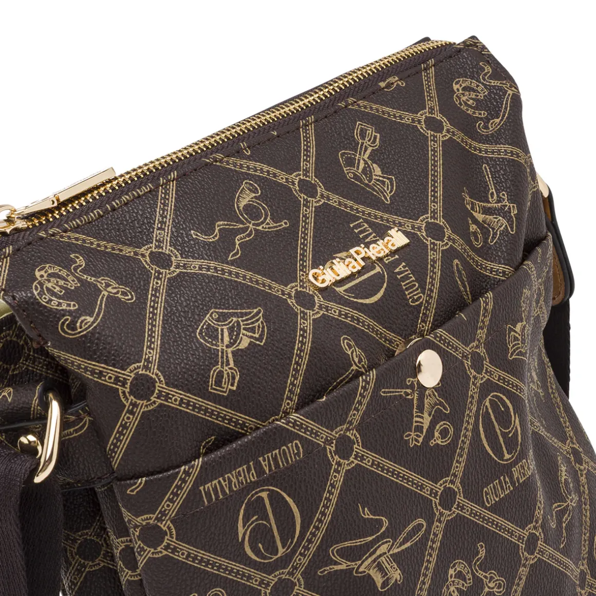 Borsa a tracolla marrone da Donna con stampa monogram Giulia Pieralli