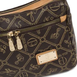 Borsa a tracolla marrone da Donna con stampa logo Giulia Pieralli