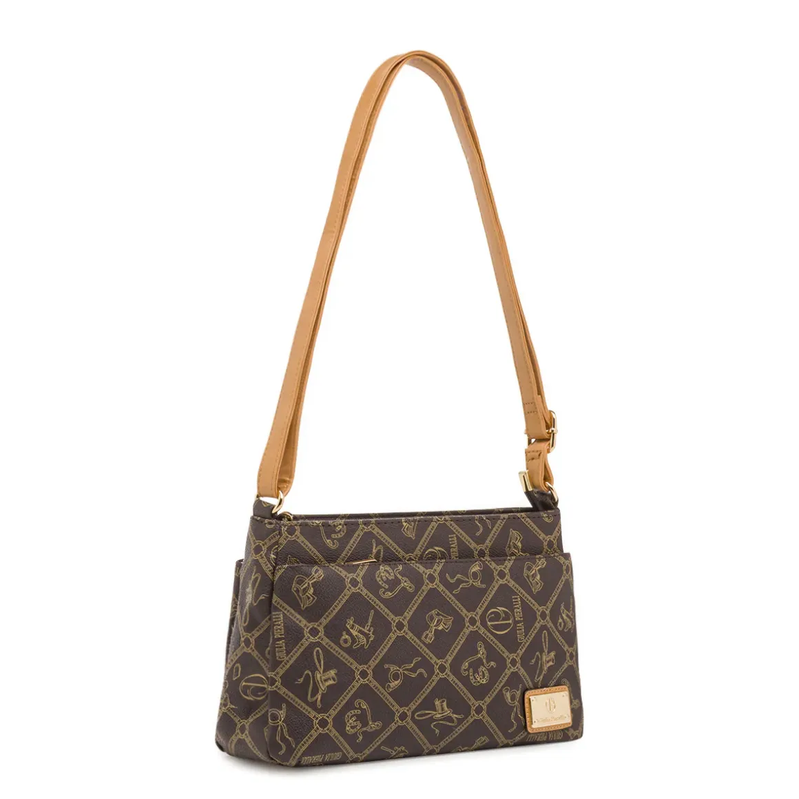 Borsa a tracolla marrone da Donna con stampa all-over Giulia Pieralli