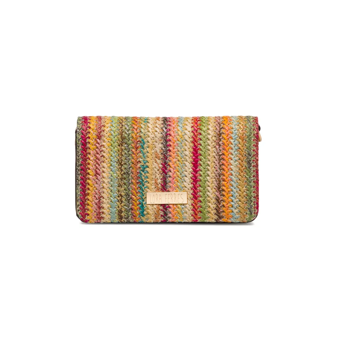 Borsa a tracolla multicolore da Donna in tessuto intrecciato effetto rafia Lora Ferres