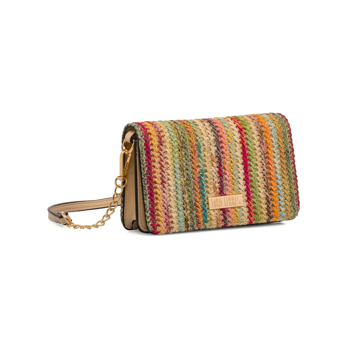 Borsa a tracolla multicolore da Donna in tessuto intrecciato effetto rafia Lora Ferres