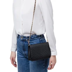 Borsa a tracolla nera da Donna con motivo a Chevron Lora Ferres