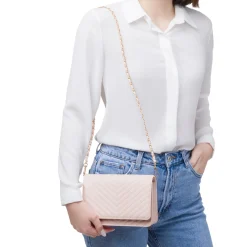 Borsa a tracolla rosa da Donna con motivo trapuntato Lora Ferres