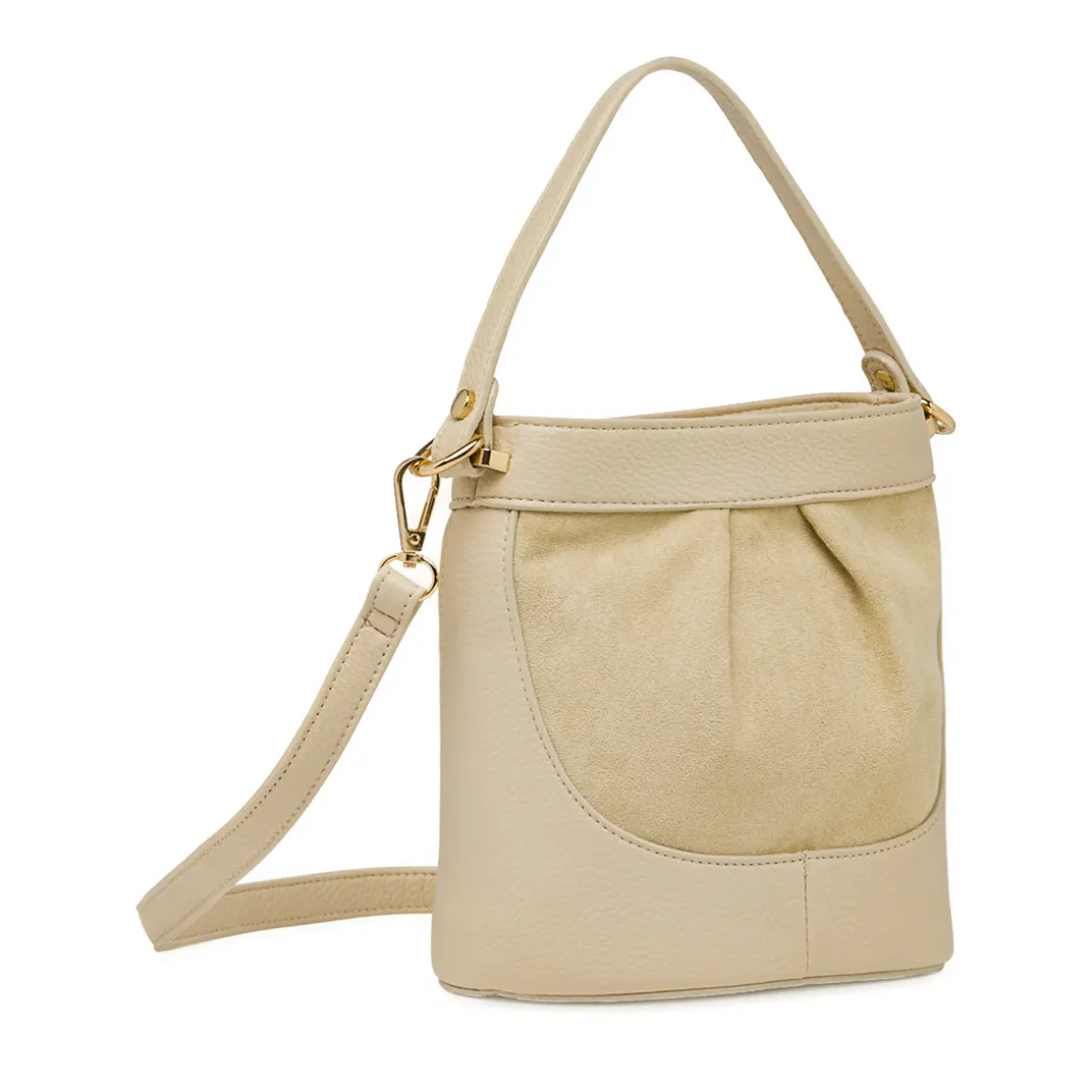 Borsa beige da Donna con inserto effetto scamosciato Lora Ferres
