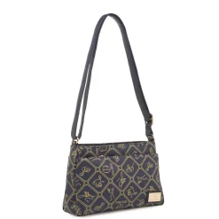 Borsa blu da Donna con stampa monogram e dettagli oro Giulia Pieralli