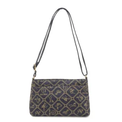 Borsa blu da Donna con stampa monogram e dettagli oro Giulia Pieralli