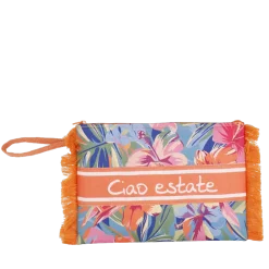 Borsa clutch da Donna arancione a fantasia floreale Camomilla Milano