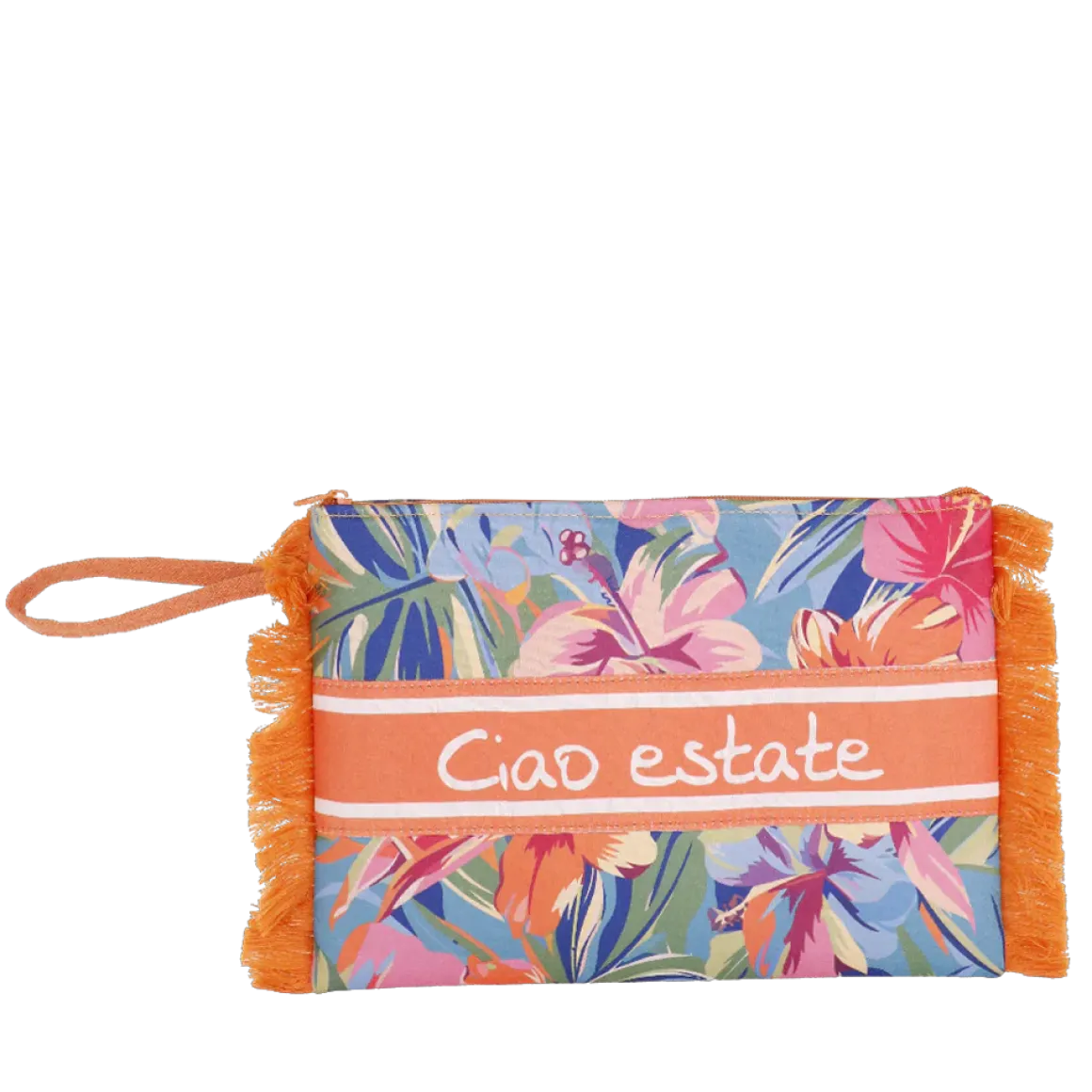 Borsa clutch da Donna arancione a fantasia floreale Camomilla Milano