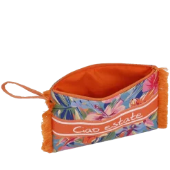 Borsa clutch da Donna arancione a fantasia floreale Camomilla Milano