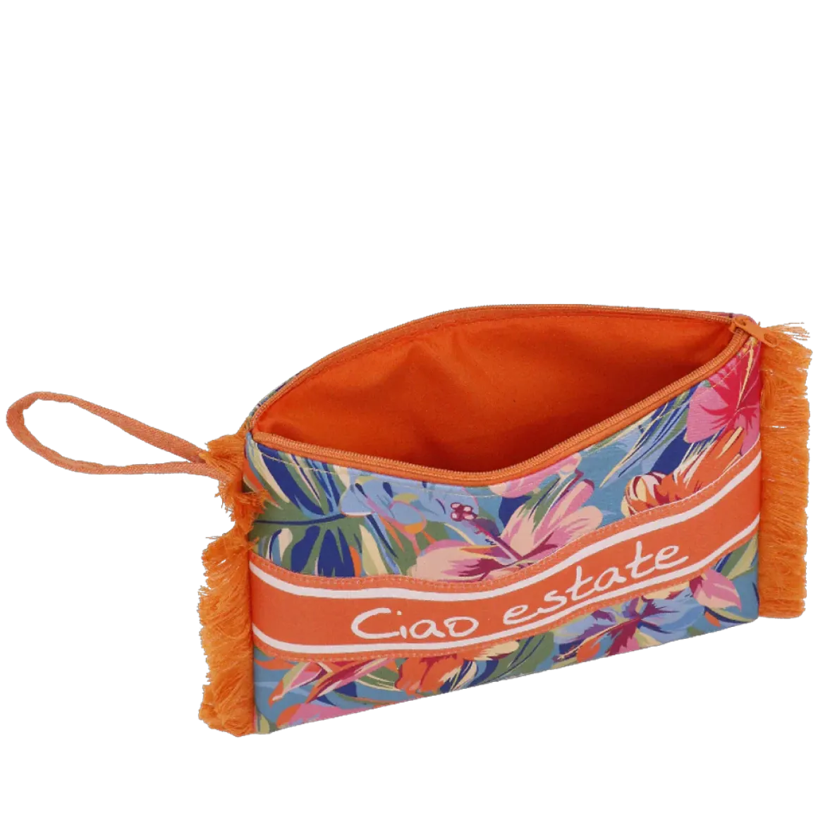 Borsa clutch da Donna arancione a fantasia floreale Camomilla Milano
