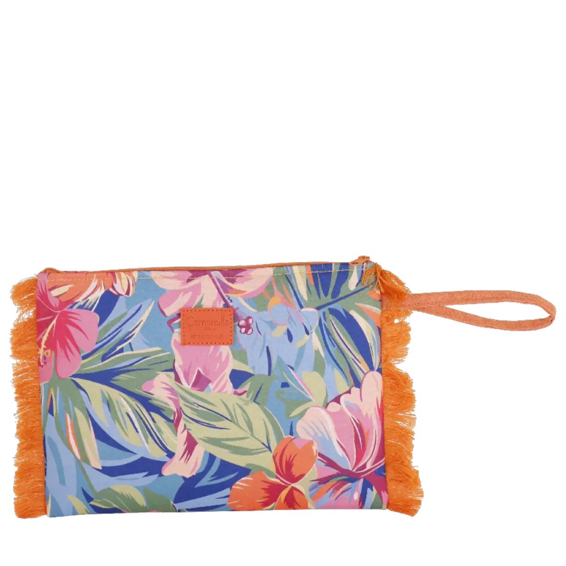 Borsa clutch da Donna arancione a fantasia floreale Camomilla Milano