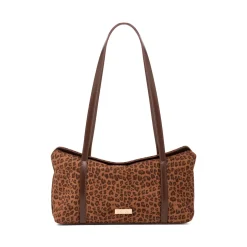 Borsa con stampa leopardata marrone da Donna Lora Ferres