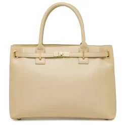 Borsa da donna beige con dettagli dorati e tracolla Lora Ferres