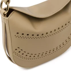 Borsa da donna beige con motivo traforato e tracolla Lora Ferres