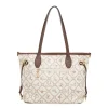 Borsa da Donna beige con stampa logata e tracolla Giulia Pieralli