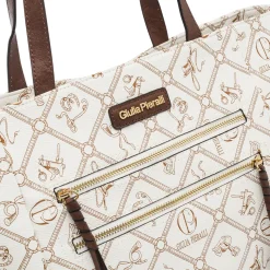 Borsa da Donna bianca con stampa logo e doppia tasca Giulia Pieralli