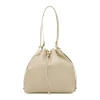 Borsa da donna Lora Ferres bianca stile secchiello con coulisse
