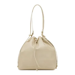 Borsa da donna Lora Ferres bianca stile secchiello con coulisse