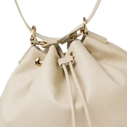 Borsa da donna Lora Ferres bianca stile secchiello con coulisse