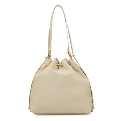 Borsa da donna Lora Ferres bianca stile secchiello con coulisse