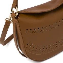 Borsa da donna marrone con tracolla e dettagli traforati Lora Ferres