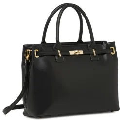 Borsa da donna nera con dettagli dorati e tracolla Lora Ferres