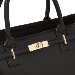 Borsa da donna nera con dettagli dorati e tracolla Lora Ferres
