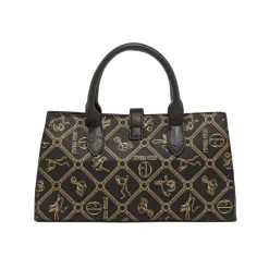 Borsa da Donna nera con stampa monogram e tracolla Giulia Pieralli