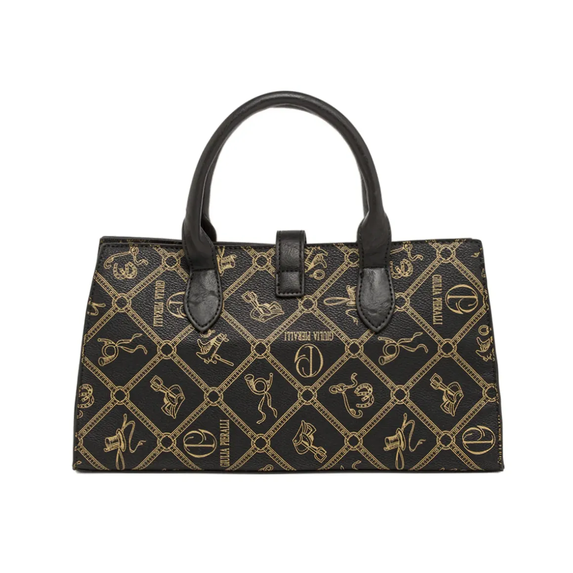 Borsa da Donna nera con stampa monogram e tracolla Giulia Pieralli
