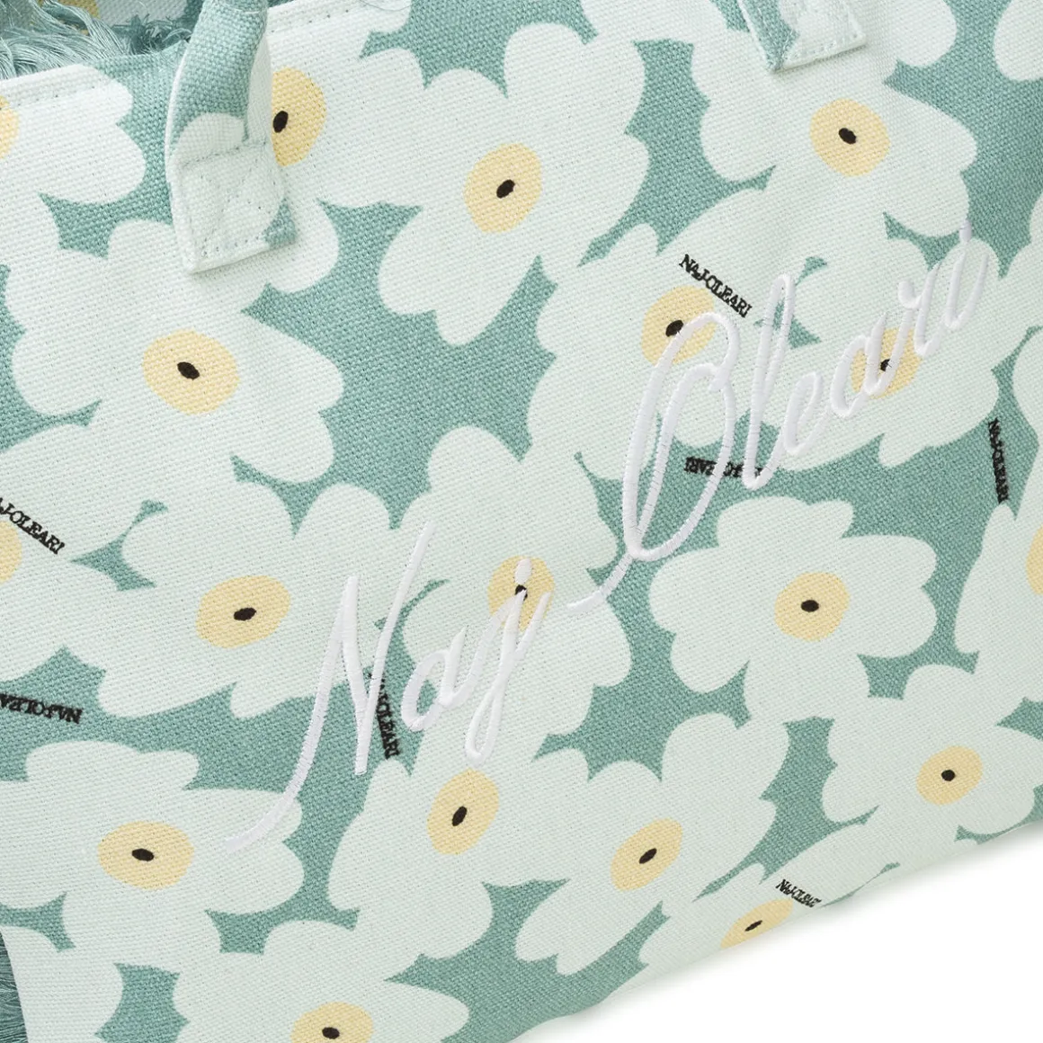 Borsa da mare azzurra da Donna con frange e stampa floreale Naj Oleari