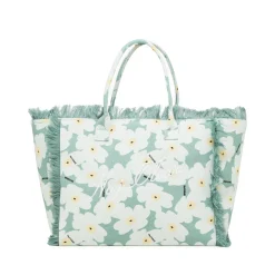 Borsa da mare azzurra da Donna con frange e stampa floreale Naj Oleari