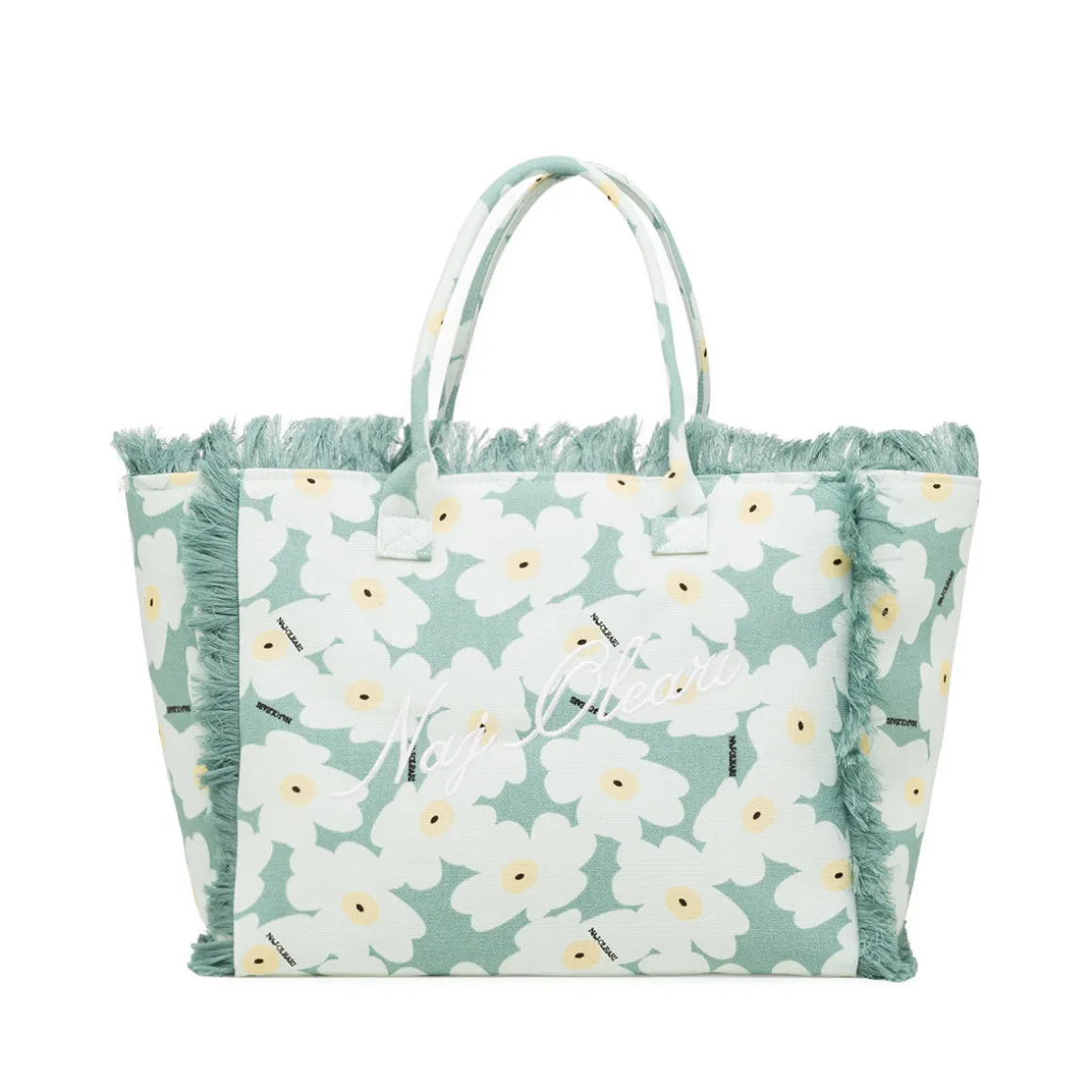 Borsa da mare azzurra da Donna con frange e stampa floreale Naj Oleari
