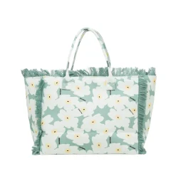 Borsa da mare azzurra da Donna con frange e stampa floreale Naj Oleari