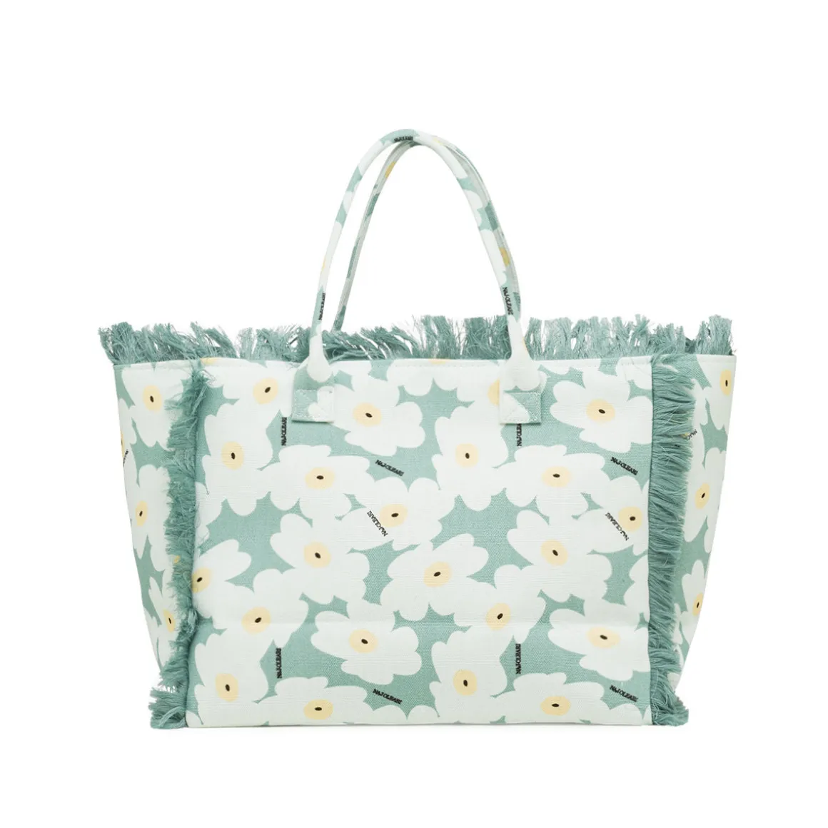 Borsa da mare azzurra da Donna con frange e stampa floreale Naj Oleari
