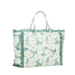 Borsa da mare azzurra da Donna con frange e stampa floreale Naj Oleari