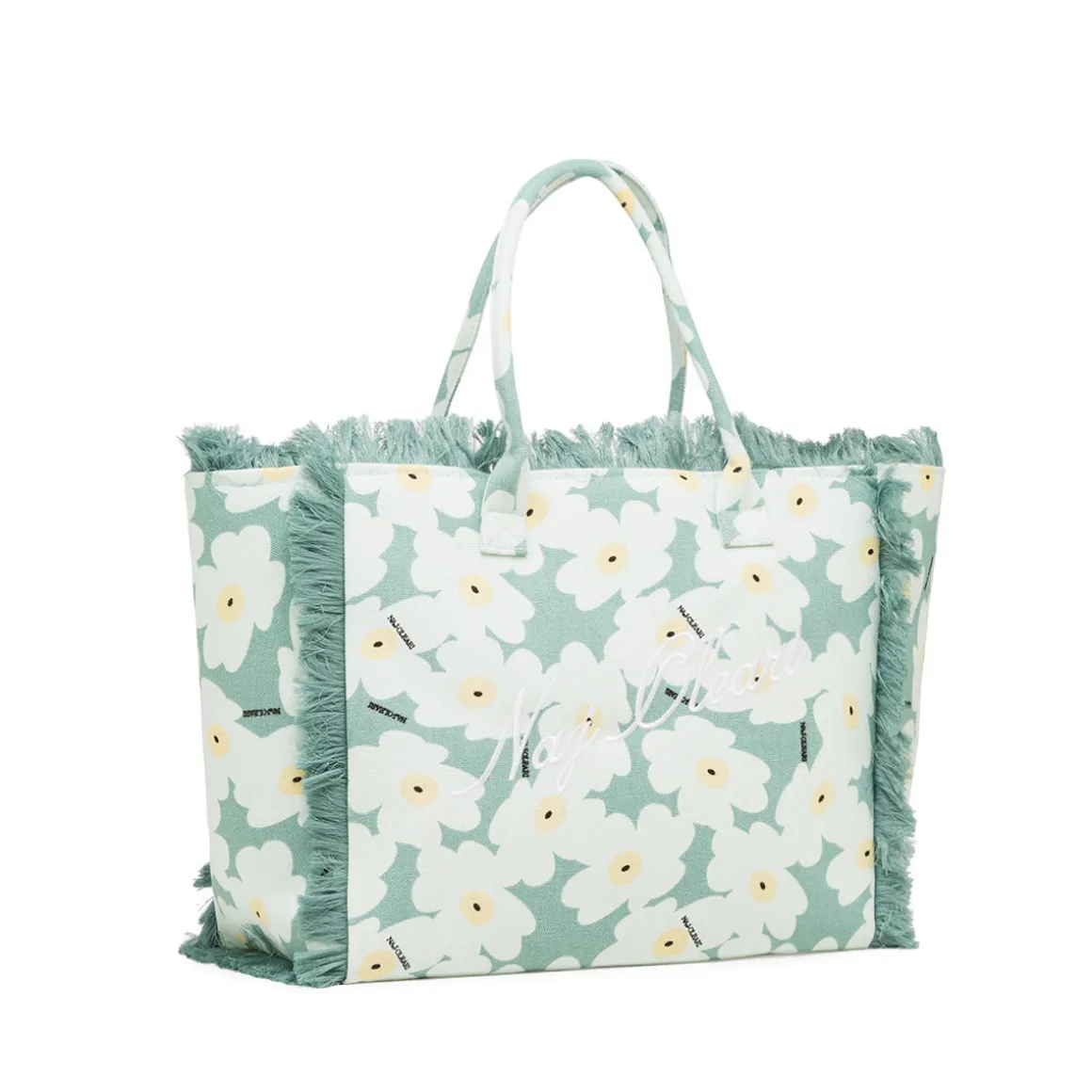 Borsa da mare azzurra da Donna con frange e stampa floreale Naj Oleari