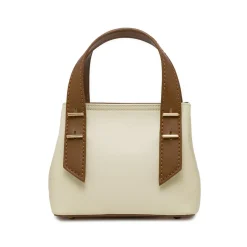 Borsa Donna Bianca a mano con manici marroni Lora Ferres