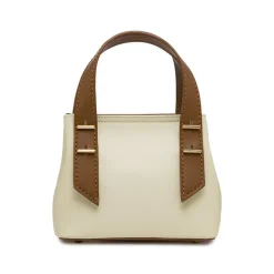 Borsa Donna Bianca a mano con manici marroni Lora Ferres