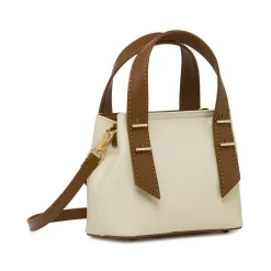 Borsa Donna Bianca a mano con manici marroni Lora Ferres