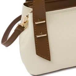 Borsa Donna Bianca a mano con manici marroni Lora Ferres