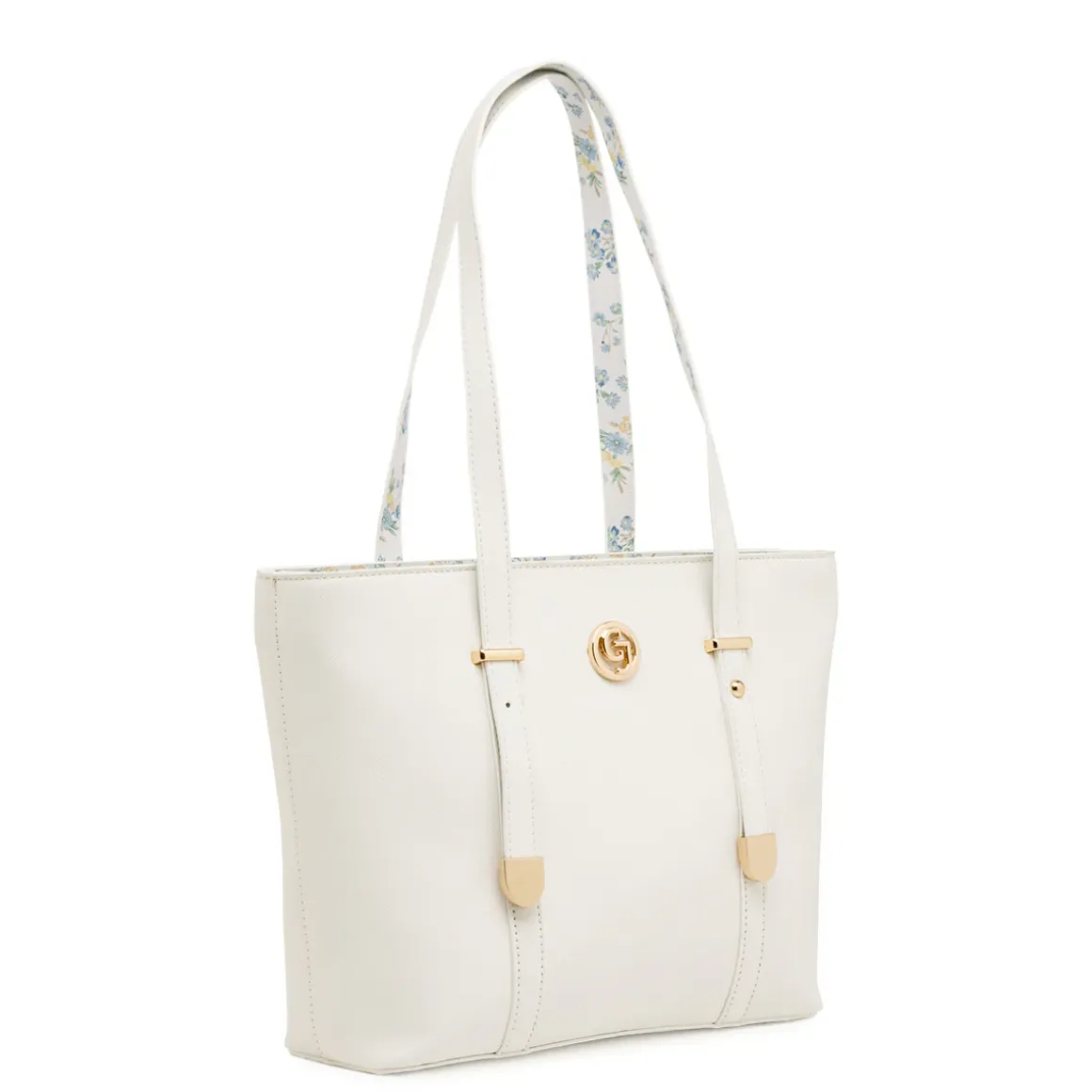 Borsa Donna bianca effetto saffiano e fantasia floreale Carrera Jeans