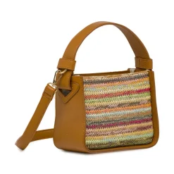 Borsa Donna multicolore con trama a righe effetto paglia Lora Ferres
