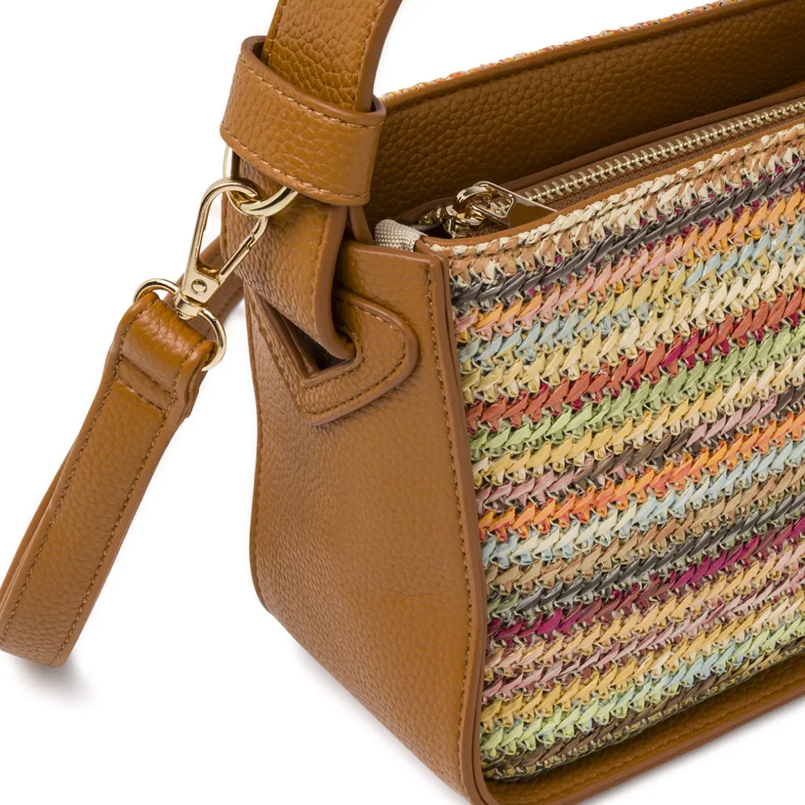 Borsa Donna multicolore con trama a righe effetto paglia Lora Ferres