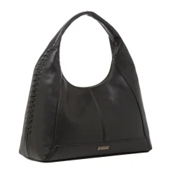 Borsa Hobo da Donna Nera con Dettaglio Intrecciato Lora Ferres