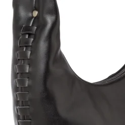Borsa Hobo da Donna Nera con Dettaglio Intrecciato Lora Ferres