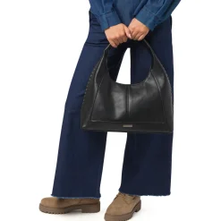 Borsa Hobo da Donna Nera con Dettaglio Intrecciato Lora Ferres
