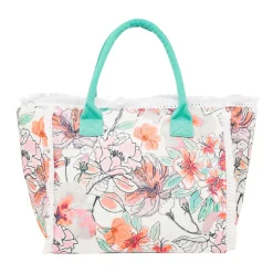 Borsa mare Azzurra da Donna con stampa Floreale e Frange Lora Ferres On The Beach