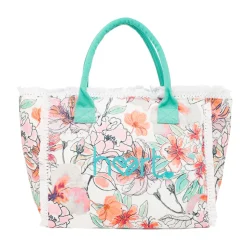 Borsa mare Azzurra da Donna con stampa Floreale e Frange Lora Ferres On The Beach