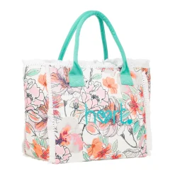 Borsa mare Azzurra da Donna con stampa Floreale e Frange Lora Ferres On The Beach